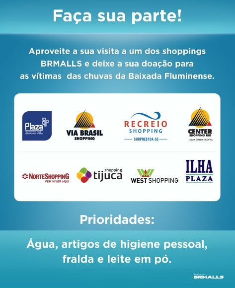 Deposite solidariedade nos shoppings da BRMalls