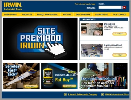 Promoção para lançamento do site da Irwin