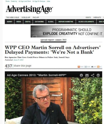 Para Martin Sorrell "Agências não são Bancos"