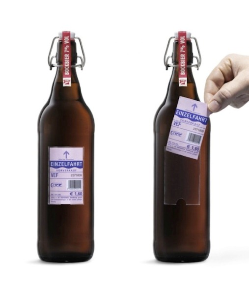 Passagens de ônibus vão parar nos rótulos de cerveja Passagens de ônibus vão parar nos rótulos de cerveja