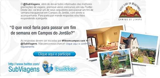 Submarino Viagens premiará seguidor do Twitter Submarino Viagens premiará seguidor do Twitter
