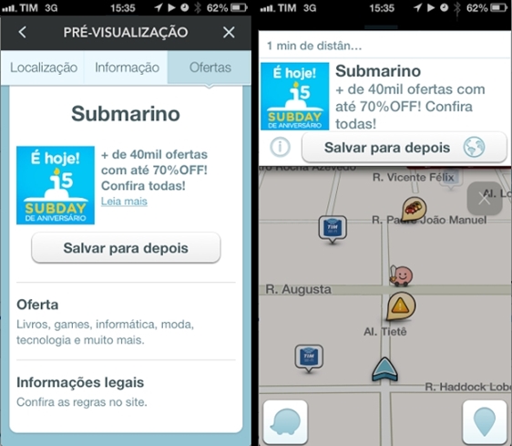 Submarino usa Waze em ação promo