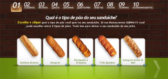 Subway cria montador de sanduíche on-line
