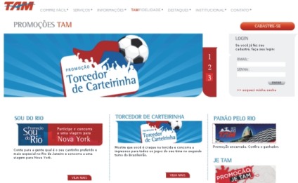 TAM com ações promo simultâneas na internet
