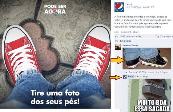 tenis coca em post da pepsi