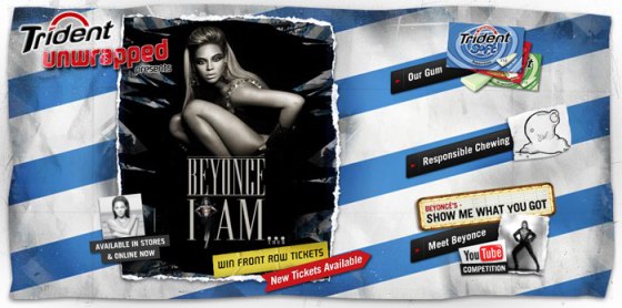 Trident com ação promo para show de Beyonce Trident com ação promo para show de Beyonce