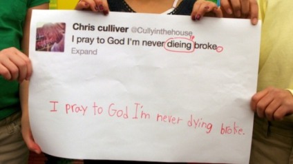 Kids correct tweets from NFL Players