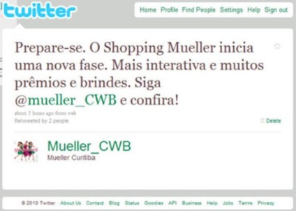 Shopping Mueller no Twitter com ação promo