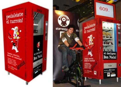 Vending Machine verde troca pedaladas por produtos