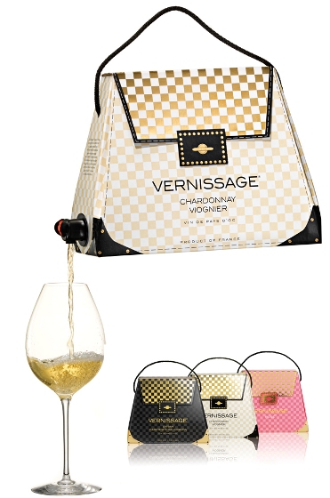 Vernissage cria bolsa que serve vinho