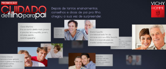 Cuidando do pai na promo da Vichy Homme