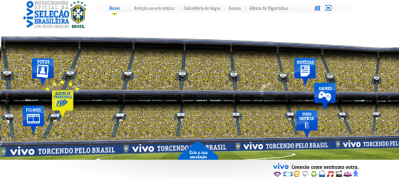 Torcendo pela Seleção Brasileira no hotsite da Vivo