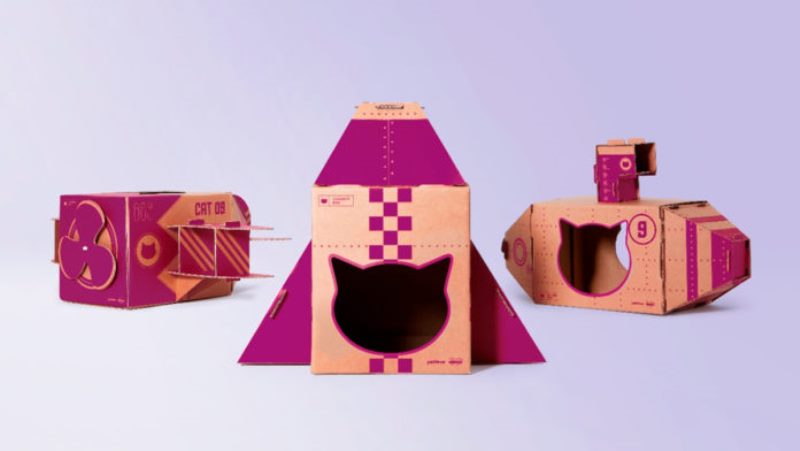 Caixas de Whiskas viram brinquedos para gatos