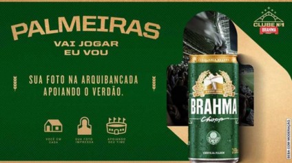 Jogo do Palmeiras terá plateia virtual da Brahma