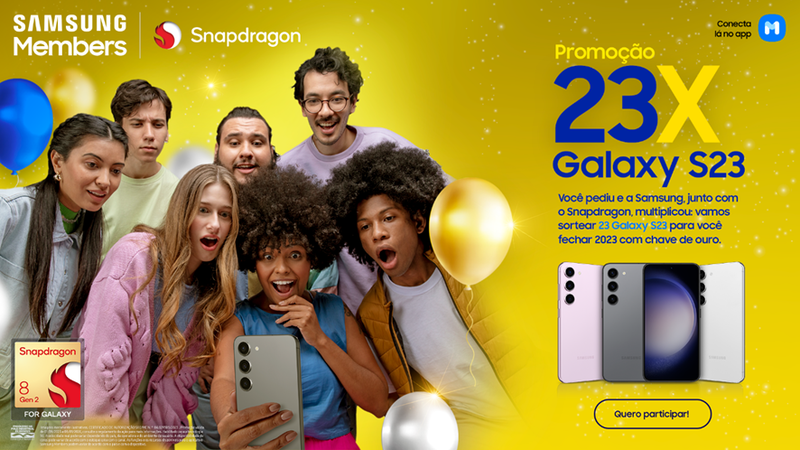 Samsung premiará Samsung Members com 23 smartphones da linha Galaxy S23