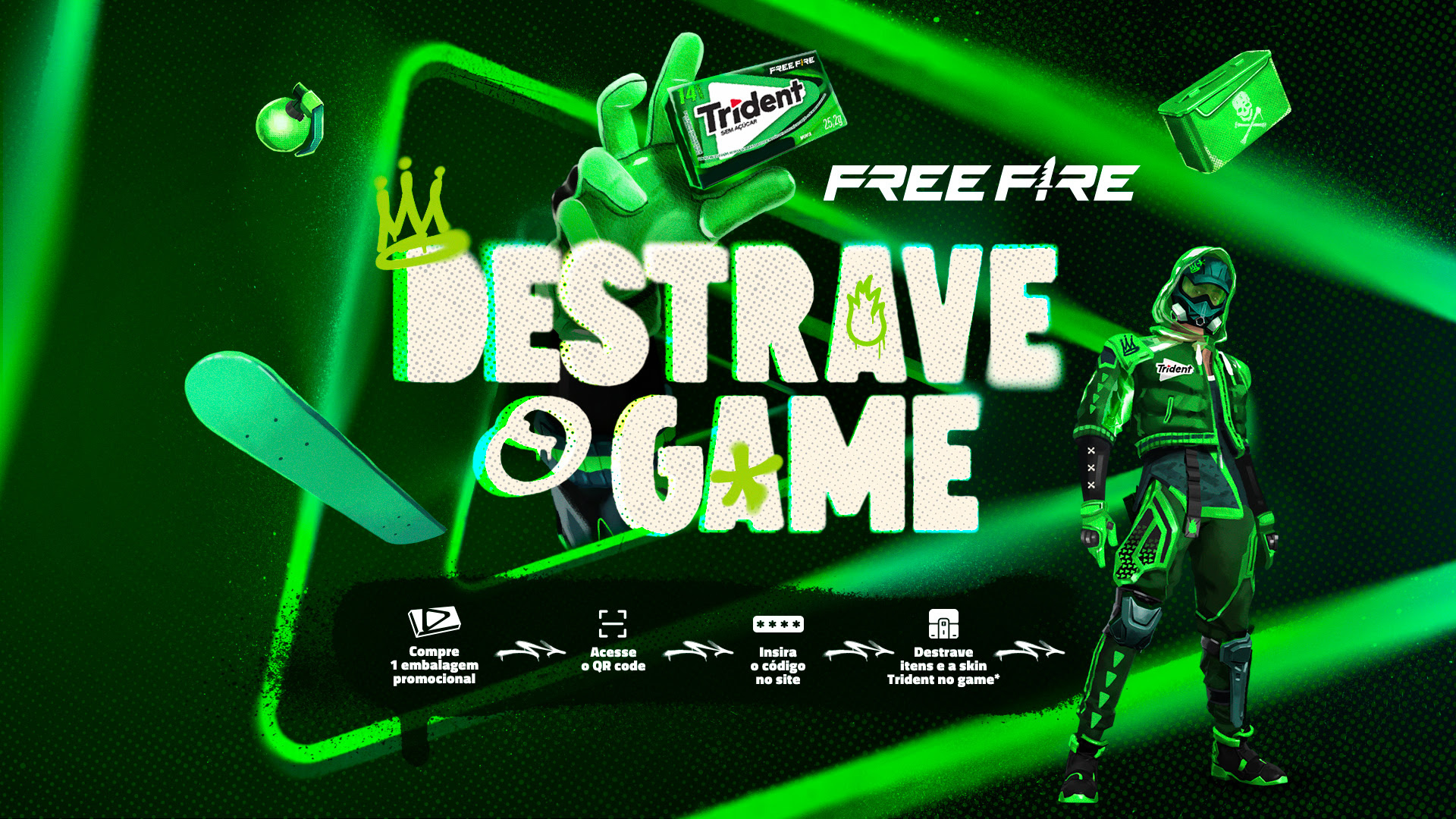 Trident e Free Fire fazem collab na campanha "Destrave o Game"