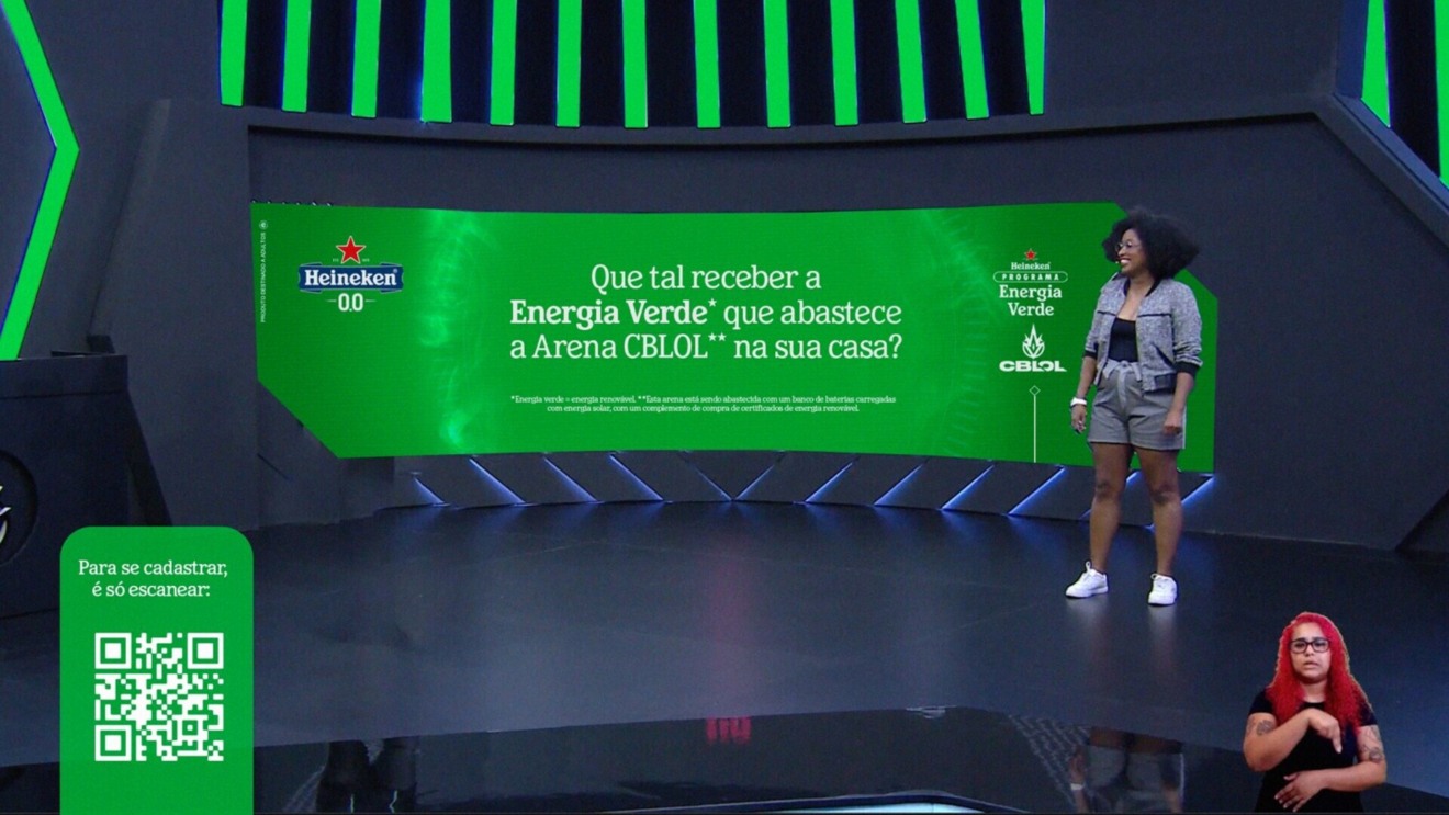  Heineken® realizou ação de forma inédita e sem precedentes no cenário de esportes eletrônicos do Brasil. A marca ajudou a abastecer partes da Arena CBLOL com energia renovável, como parte do Programa Heineken Energia Verde*, durante um dos principais jogos do campeonato brasileiro de League of Legends.
