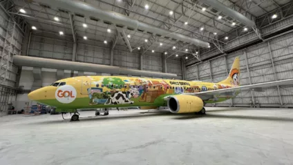 Avião do Chico Bento, é a nova aeronave temática da GOL em parceria com a Mauricio de Sousa Produções (Foto: Divulgação GOL)