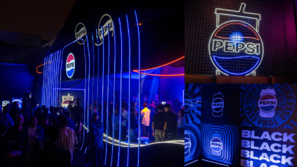 Cenografia de Pepsi em evento de comemoração do rebranding