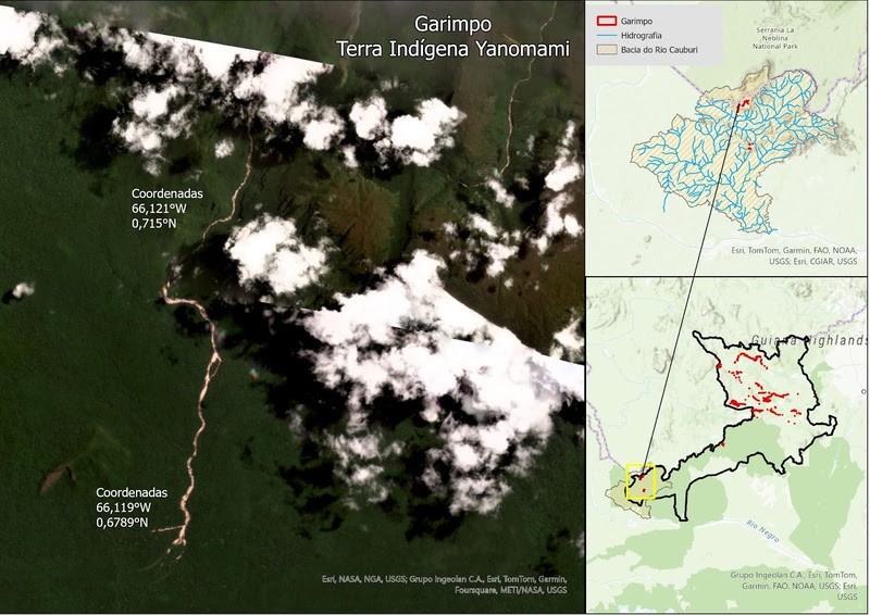 Nova área de garimpo identificado na Terra Indígena Yanomami pelo projeto do Greenpeace Fonte: Greenpeace Brasil