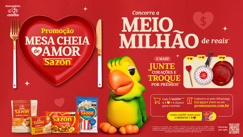 Promoção “Mesa Cheia de Amor": SAZÓN vai sortear meio milhão de reais para consumidores