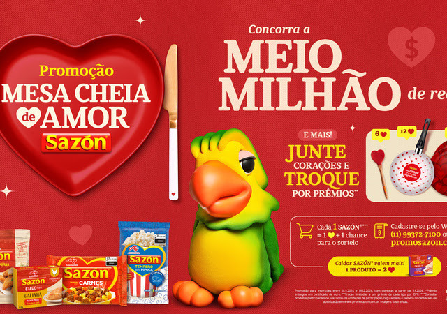Promoção “Mesa Cheia de Amor": SAZÓN vai sortear meio milhão de reais para consumidores