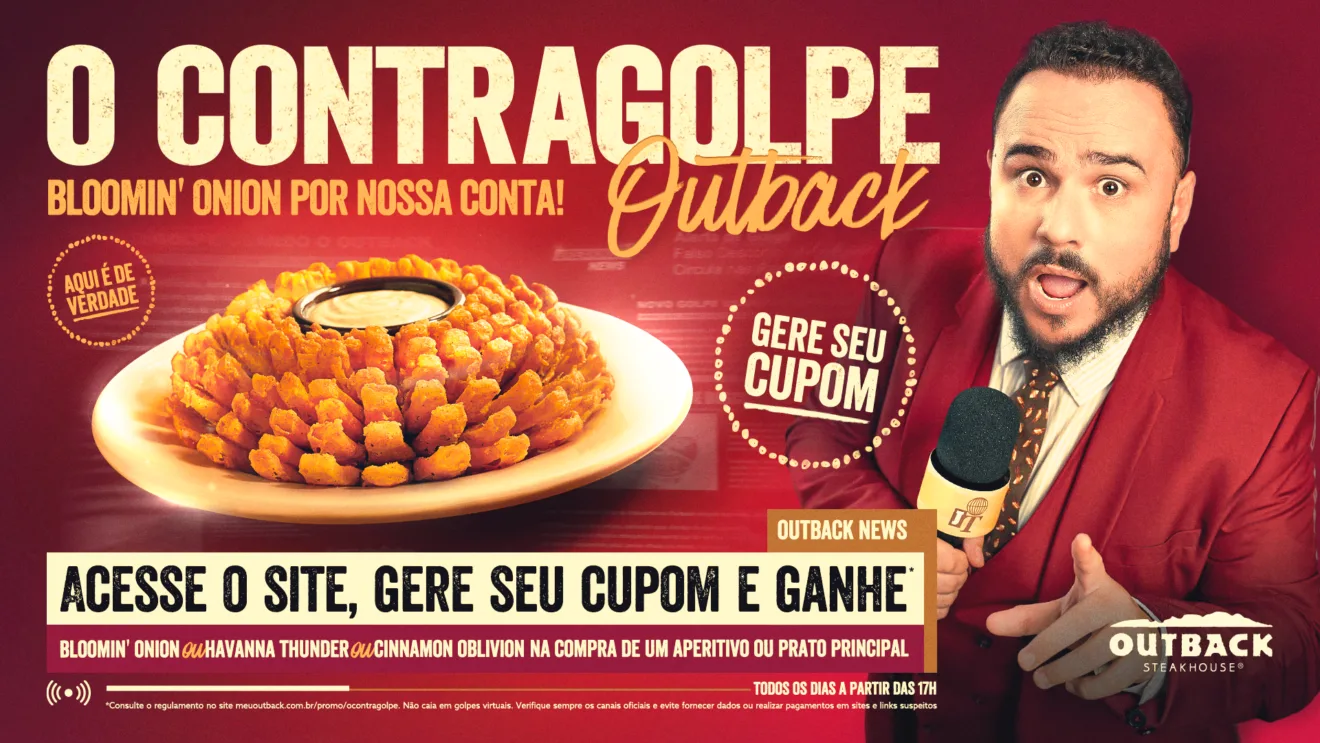 Imagem mostra banner da promoção "O Contragolpe" do Outback 