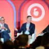 Vinny Rinaldi, da Hershey, fala com John Campbell, da Disney, durante um painel da Advertising Week New York moderado pelo repórter sénior do Marketing Dive, Chris Kelly. Foto: Advertising Week New York
