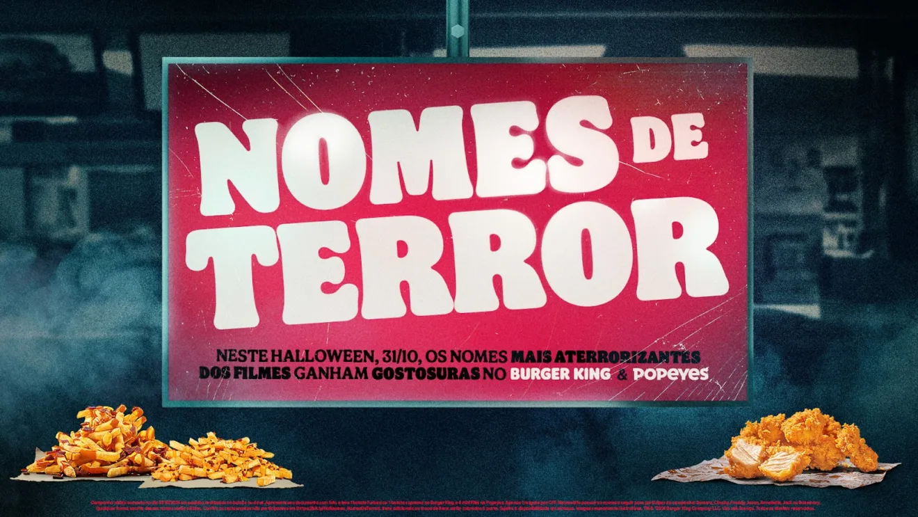 Imagem mostra banner de promoção de Halloween do Burger King e Popeyes