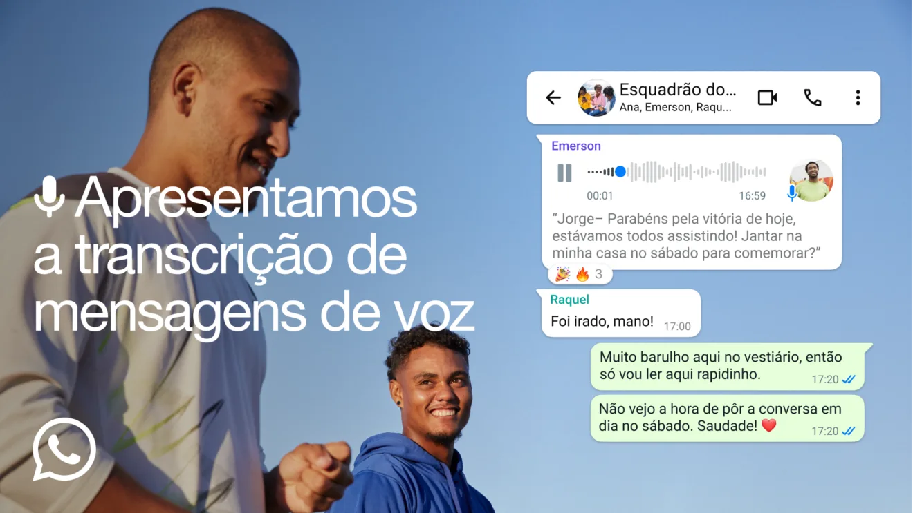 Imagem mostra a transcrição de áudio que chegou ao WhatsApp