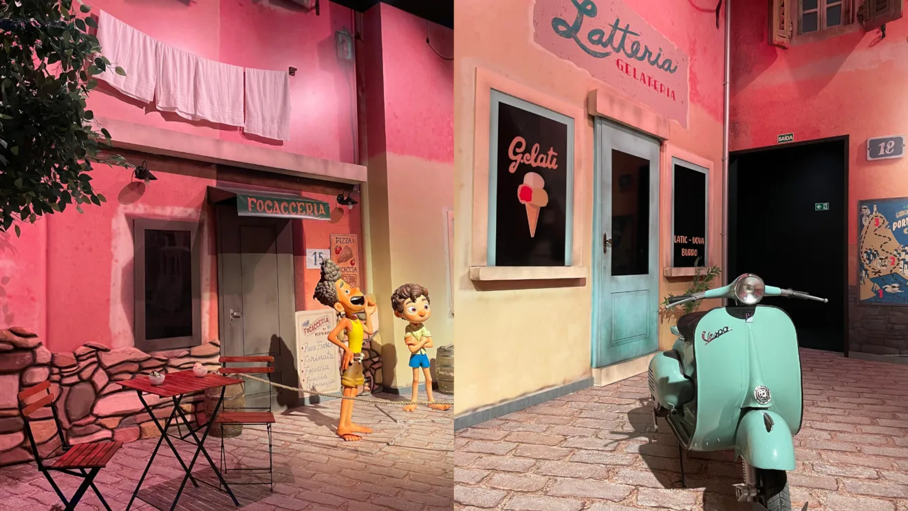 Cenário de Luca no Mundo Pixar recria gelataria italiana