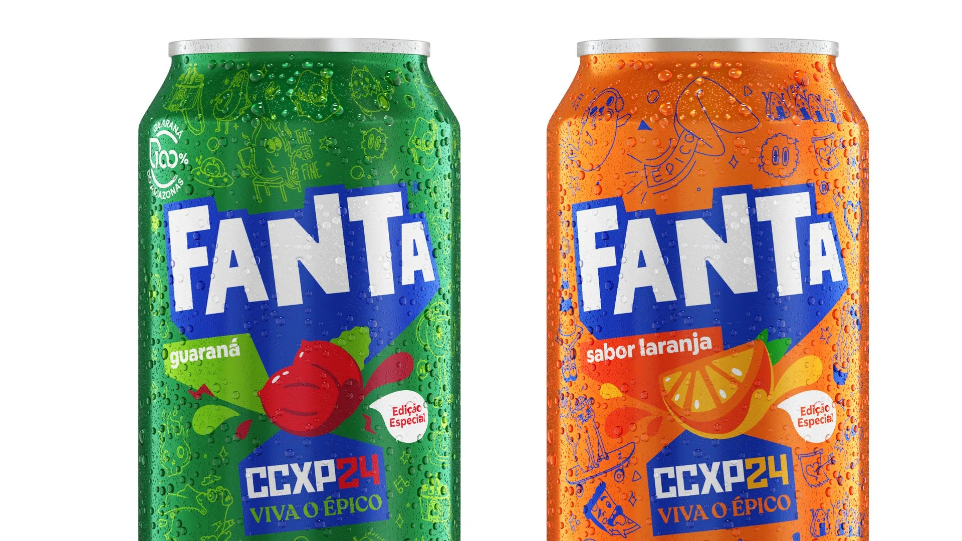 Imagem mostra lata especial de Fanta, exclusiva da CCXP 24