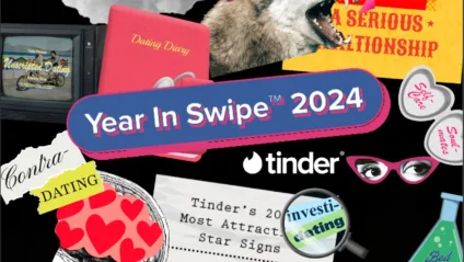 Banner do relatório "Year in Swipe", do Tinder