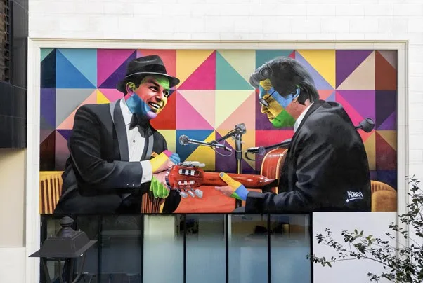 Imagem mostra o mural Dueto, pintado por Eduardo Kobra com apoio do Bradesco Bank