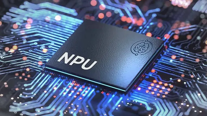 Imagem conceitual mostra um chip de computador com a sigla "NPU" por cima