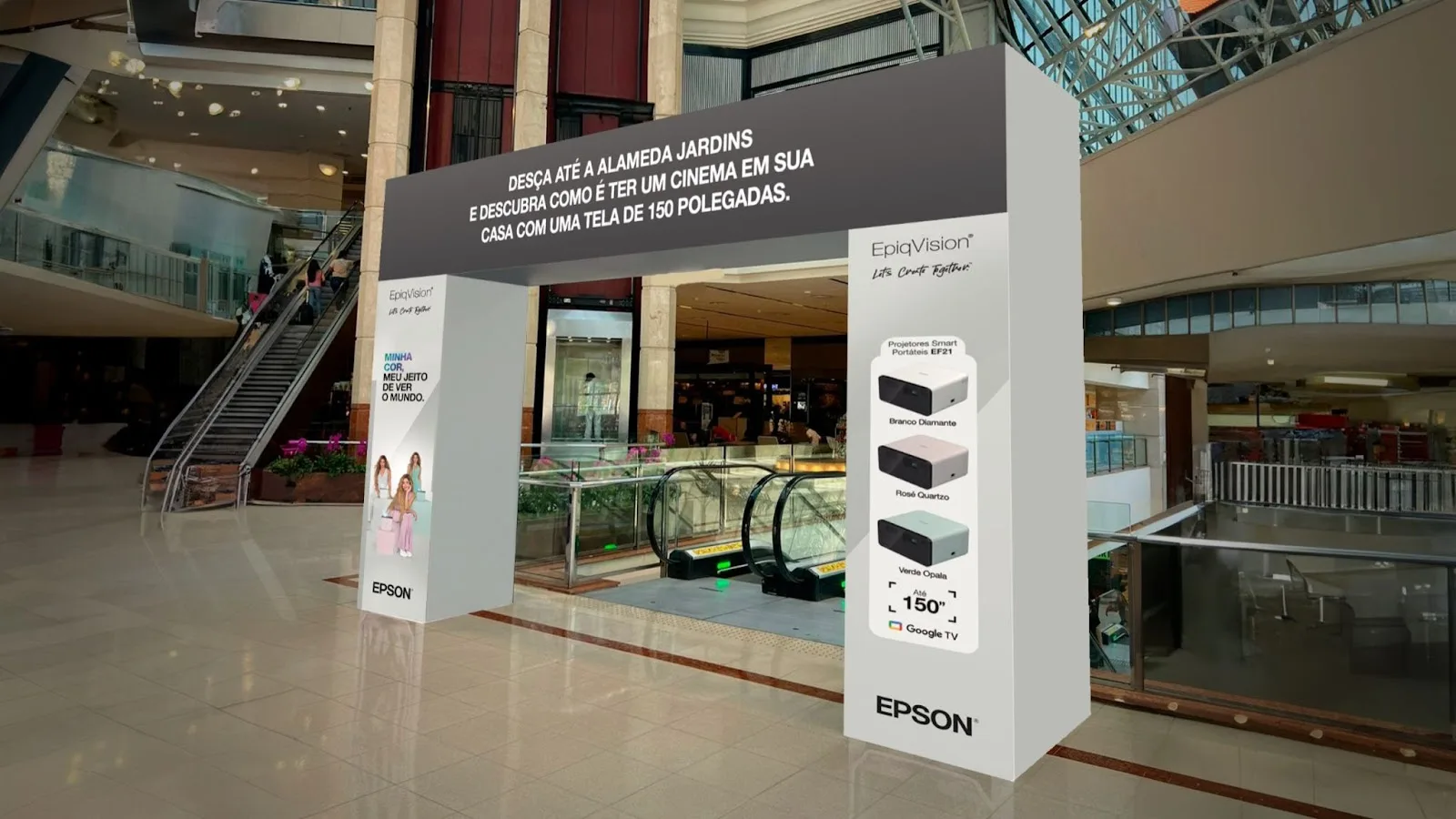 Imagem mostra entrada de ativação da Epson para o Natal, no Shopping Eldorado