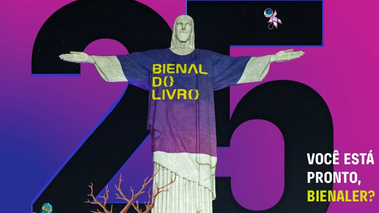 Banner mostra divulgação da Bienal do Livro Rio 2025, patrocinada pela Shell