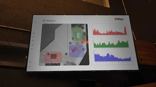 Painel da ferramenta Mapit mostra mapa de calor em um espaço de evento