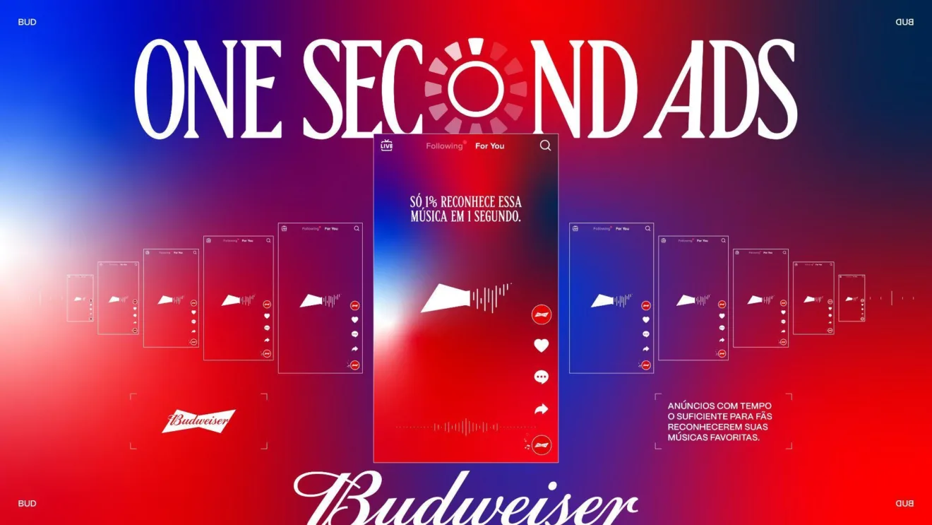 Banner mostra campanha "One Second Ads" da Budweiser