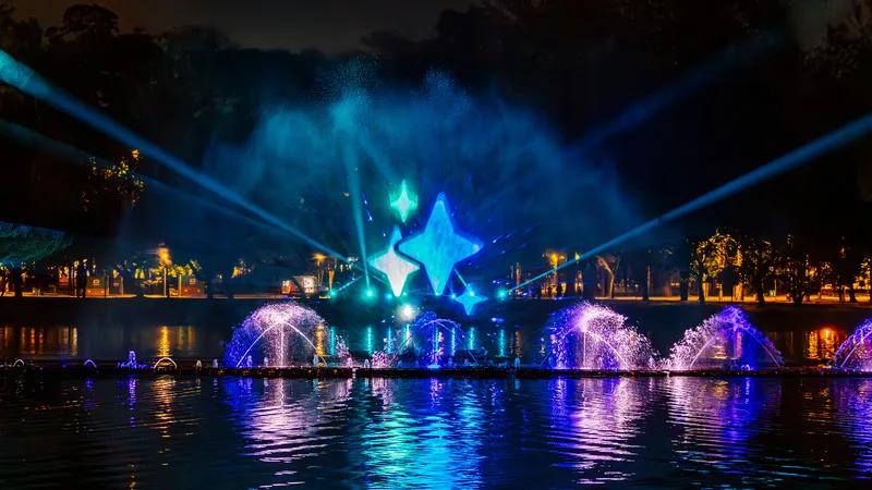 Imagem mostra show de luzes que a Samsung levou ao Parque do Ibirapuera, em ação de divulgação do Galaxy AI