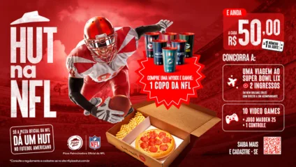 Imagem mostra banner de promoção da Pizza Hut em parceria com a NFL