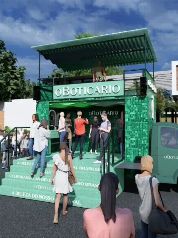Imagem mostra o conceito em 3D do Truck da Beleza, nova ativação do Boticário para o Carnaval de Rua de SP