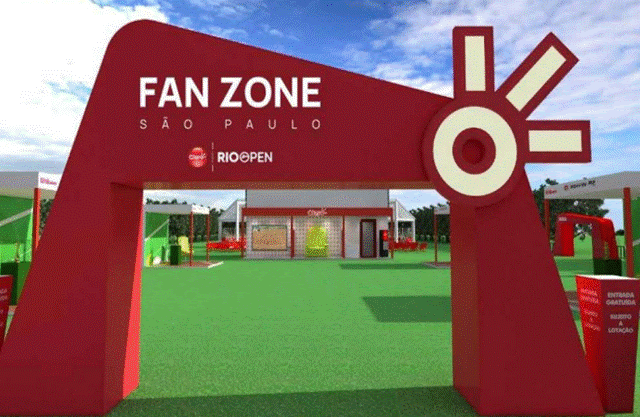 Imagem em 3D mostra conceito da Fan Zone da Claro no Rio Open 2025