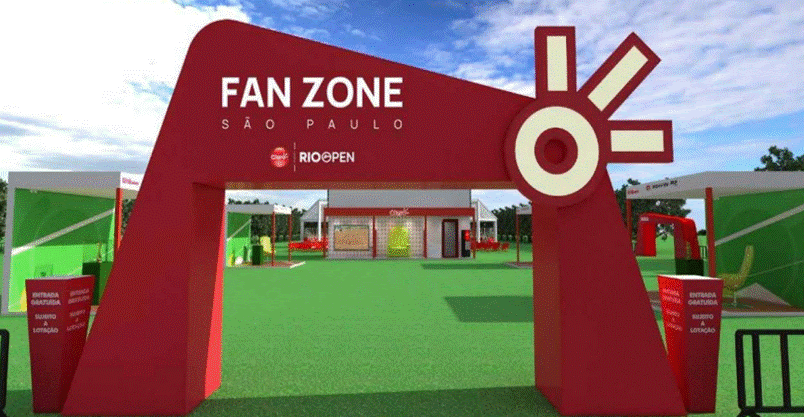 Imagem em 3D mostra conceito da Fan Zone da Claro no Rio Open 2025