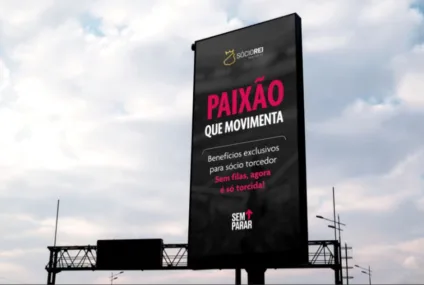 Banner mostra ativação da Sem Parar para torcedores do Santos FC