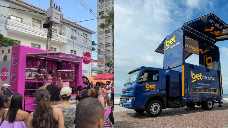 Truck de Seda à esquerda e Truck de Betnacional à direita, ambos entregues pela Brandtruck