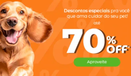 Banner de oferta de 70% de desconto em produtos da Cobasi