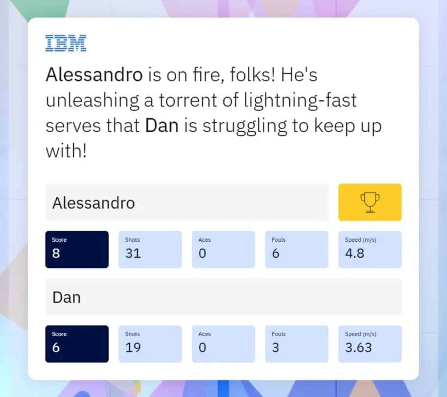 Placar da partida de ping pong na ativação da IBM no SXSW