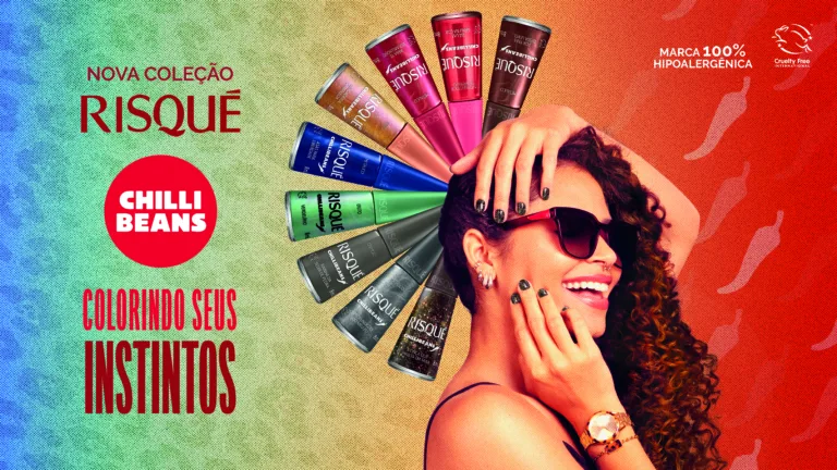 Folder de divulgação da collab entre Risque e Chilli Beans