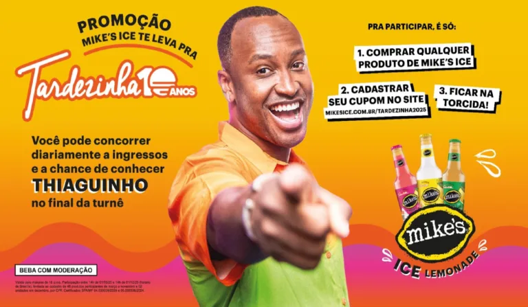 Banner divulga promoção de Mike's Ice para a turnê Tardezinha